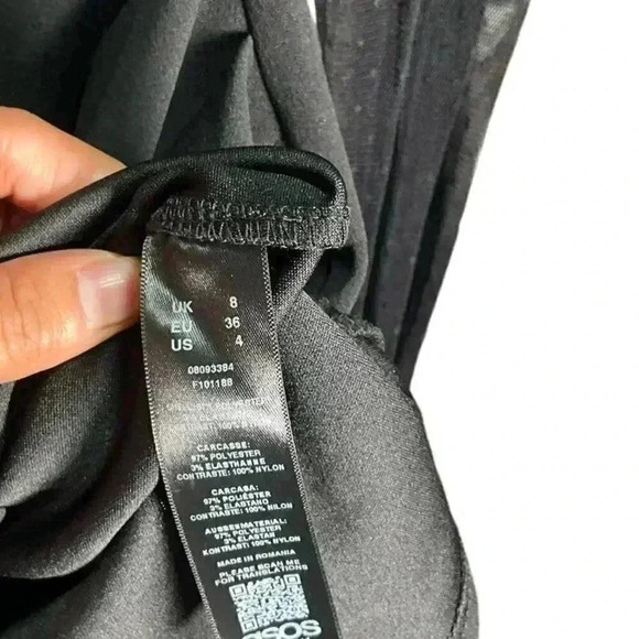 ASOS Design Ballon Sleeve Dobby Mini Dress In Black Size 4 NWOT - Picture 6 of 10